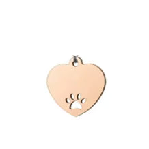 Stainless Steel ID Tags - Heart (Paw Cutout)