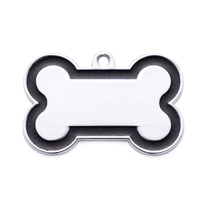 Alloy ID Tags - Large Glitter Outline Bone