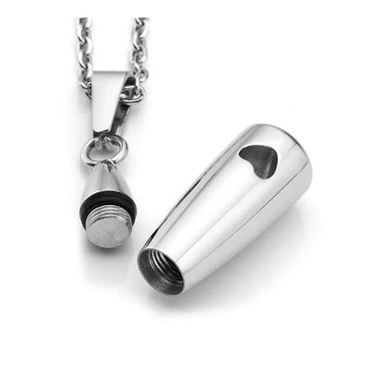 Memorial Pendant - Stainless Steel Cremation Urn - Heart Drop