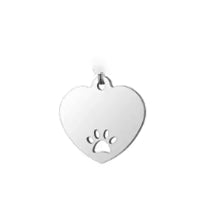Stainless Steel ID Tags - Heart (Paw Cutout)