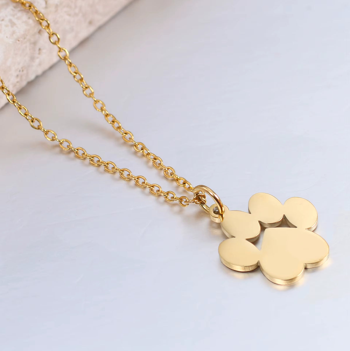 Custom Engraved Paw Shaped Pendant Necklace