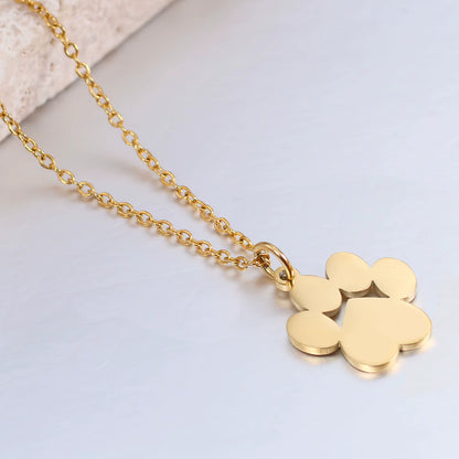 Custom Engraved Paw Shaped Pendant Necklace