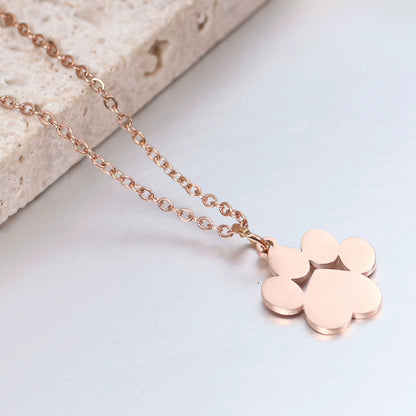 Custom Engraved Paw Shaped Pendant Necklace