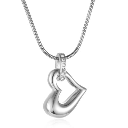 Memorial Pendant - Stainless Steel Cremation Urn - Heart on Ring