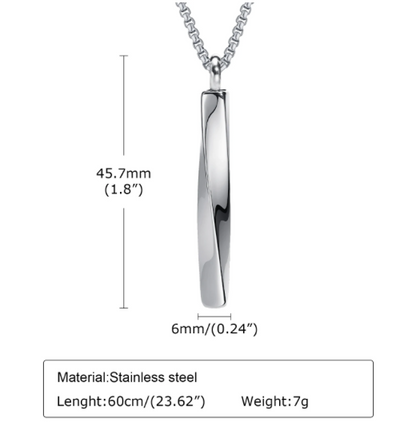 Memorial Pendant - Stainless Steel Cremation Urn - Twist Bar