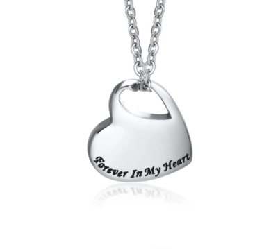 Memorial Pendant - Stainless Steel Cremation Urn - Forever In My Heart