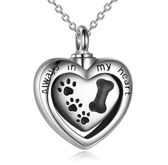 Memorial Pendant - Stainless Steel Cremation Urn - Always In My Heart