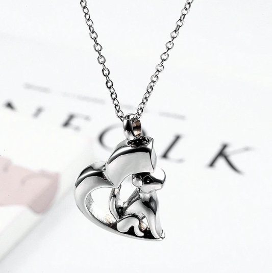 Memorial Pendant - Stainless Steel Cremation Urn - Dog Heart