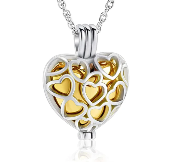 Memorial Pendant - Stainless Steel Cremation Urn - Heart Cage