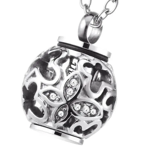 Memorial Pendant - Stainless Steel Cremation Urn - Ball Cage