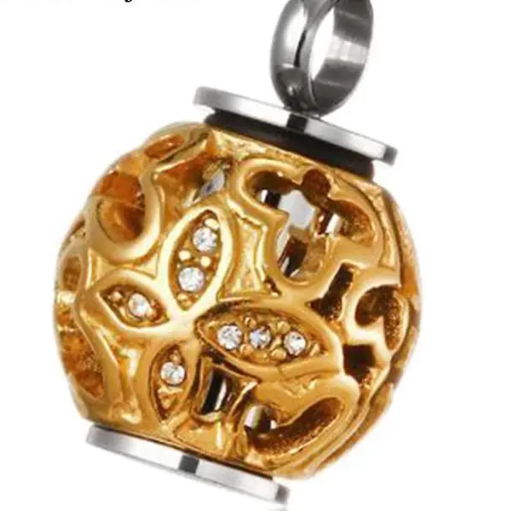 Memorial Pendant - Stainless Steel Cremation Urn - Ball Cage