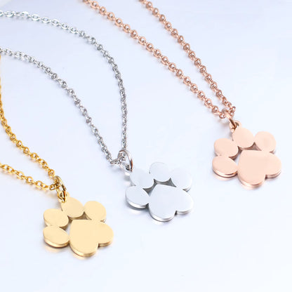 Custom Engraved Paw Shaped Pendant Necklace