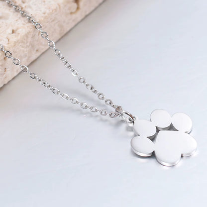 Custom Engraved Paw Shaped Pendant Necklace