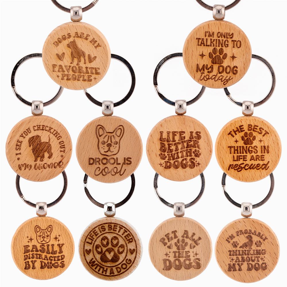 Round Wooden Keyrings - Various Designs